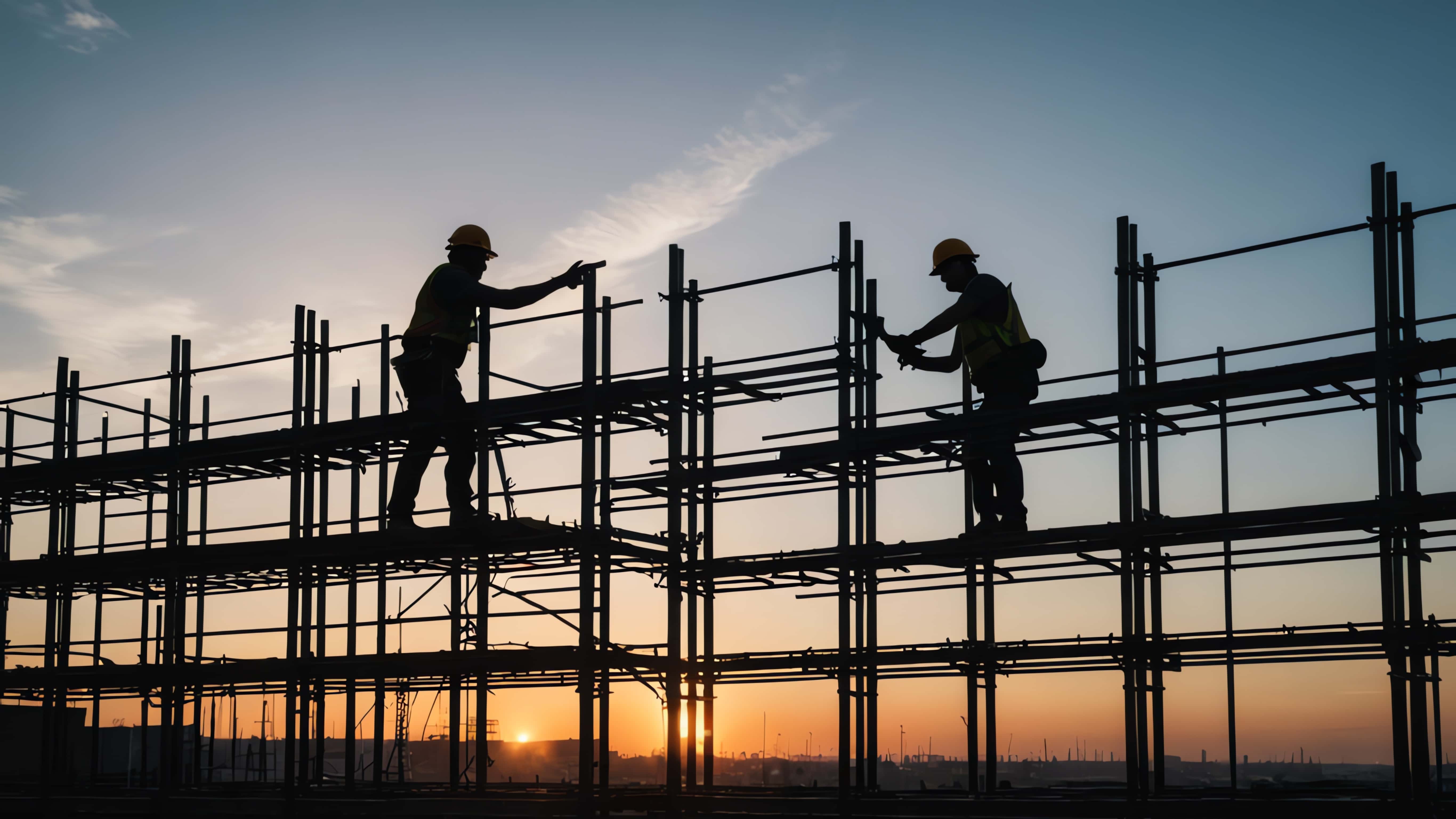 Construction workers on scaffolding